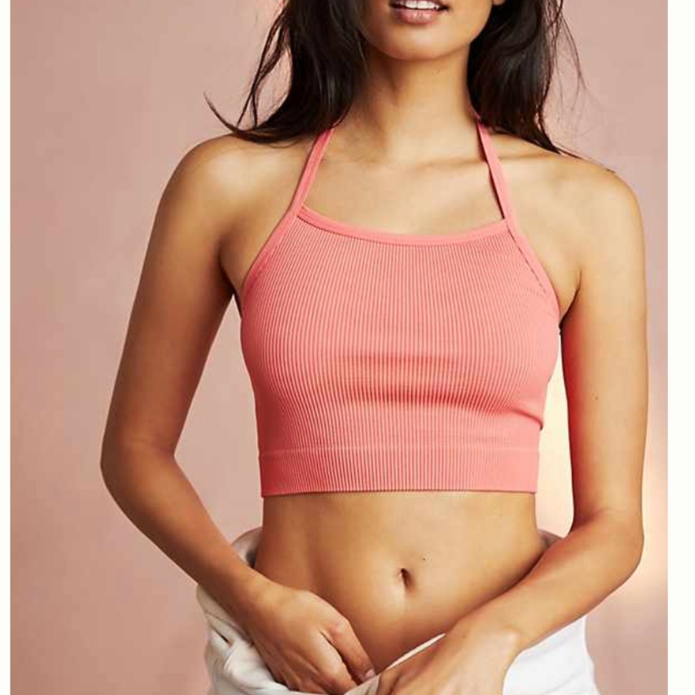Anthropologie Seamless Halter Bra in coral NWT